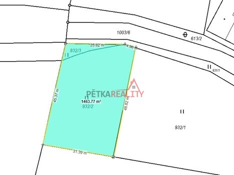 pozemek o výměře 1330 m2 ke stavbě rekreačního objektu